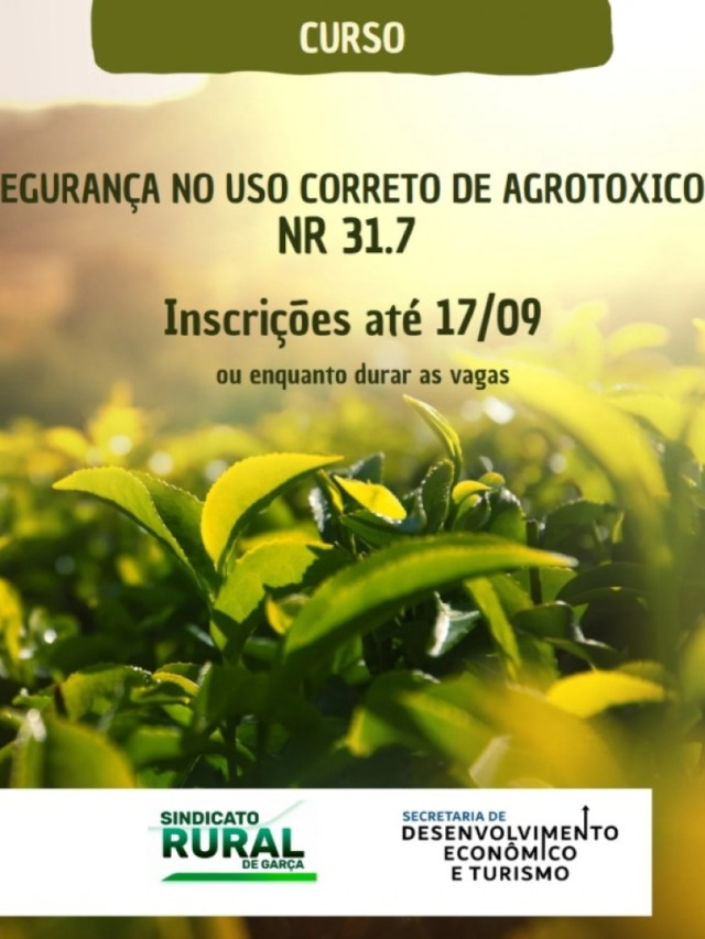 Prefeitura de Garça oferece curso sobre uso de Agrotóxicos