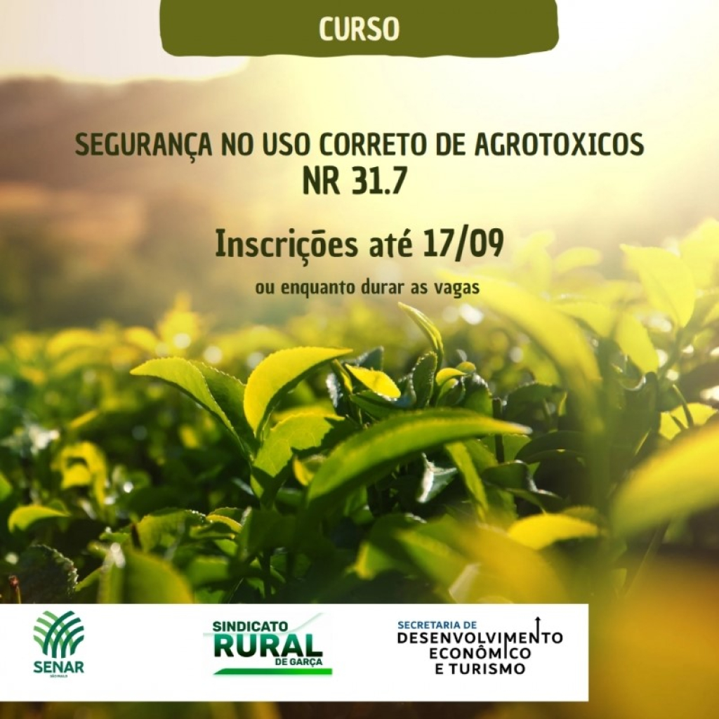 Prefeitura de Garça oferece curso sobre uso de Agrotóxicos