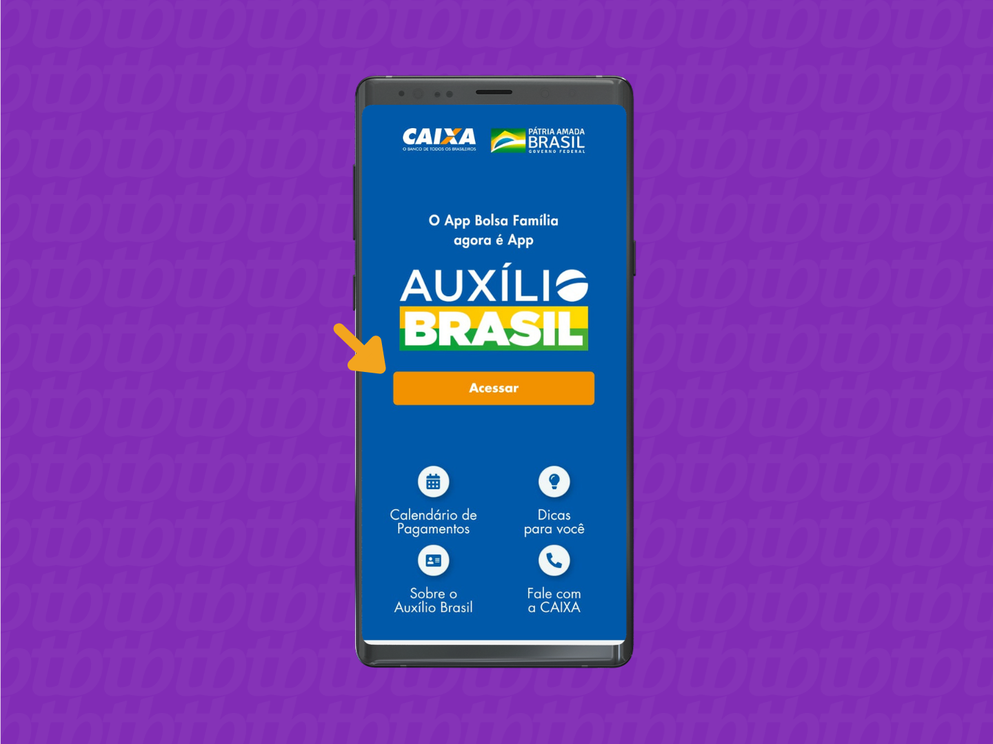 Botão "Acessar" no aplicativo