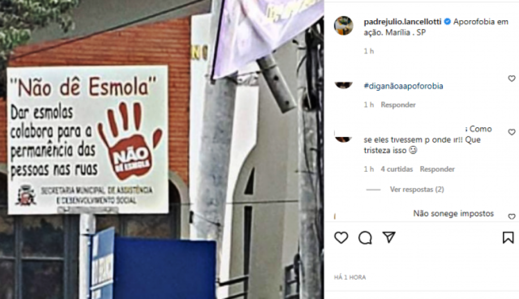 Padre Júlio Lancellotti critica campanha contra esmolas em Marília; Secretaria responde Padre Júlio Lancellotti critica campanha contra esmolas em Marília; Secretaria responde
