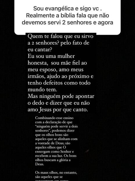 'Ninguém pode apontar o dedo', diz Simone sobre crítica evangélica