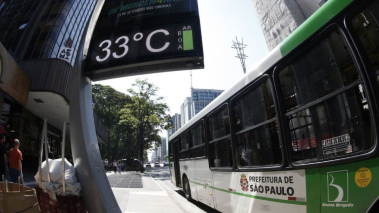 Paulo Pinto/Agência Brasil – 19.09.2023 Termômetros na Avenida Paulista oscilando entre 33ºC e 35ºC