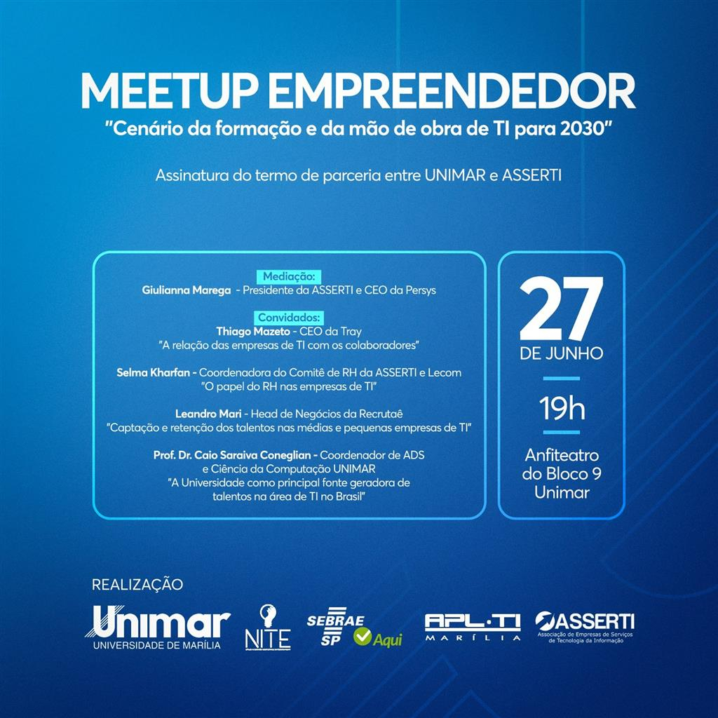 Unimar e Asserti promovem 1º Meetup Empreendedor para discutir o futuro da mão de obra de TI