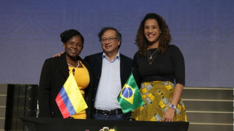 Luna Costa/Ministério da Igualdade Racial Anielle Franco e Francia Márquez, vice-presidente da Colômbia