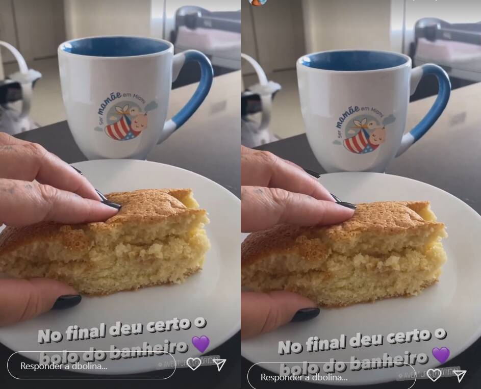 Dani Bolina bate bolo no Banheiro para não acordar a filha. Foto: Reprodução/Instagram