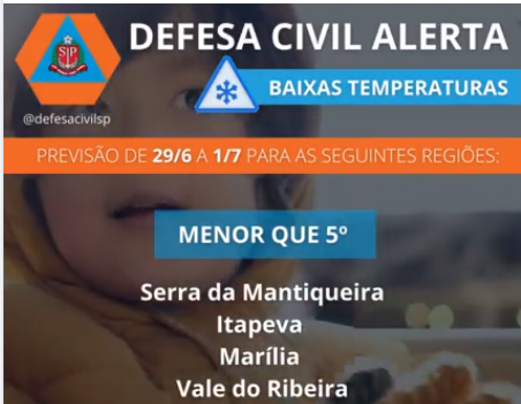 Defesa Civil alerta frio intenso em Marília e Assistência reforça abrigo