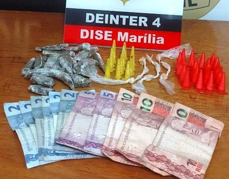 Acusado de tráfico é preso com porções de maconha, crack e cocaína em Marília