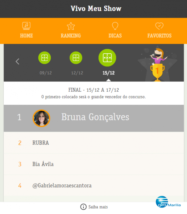 MÚSICA - Bruna Gonçalves é finalista de concurso, veja como votar nela