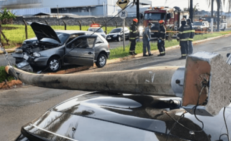 Colisões com postes aumentam em Marília e provocam alerta da CPFL