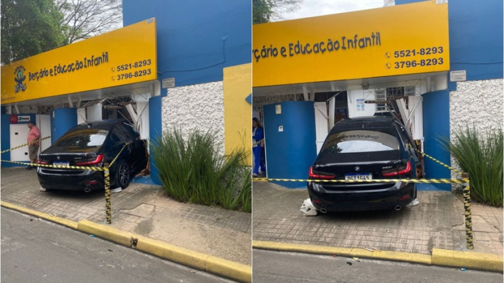 Carro invade porta de escola infantil em SP e deixa dois feridos Carro invade porta de escola infantil em SP e deixa dois feridos