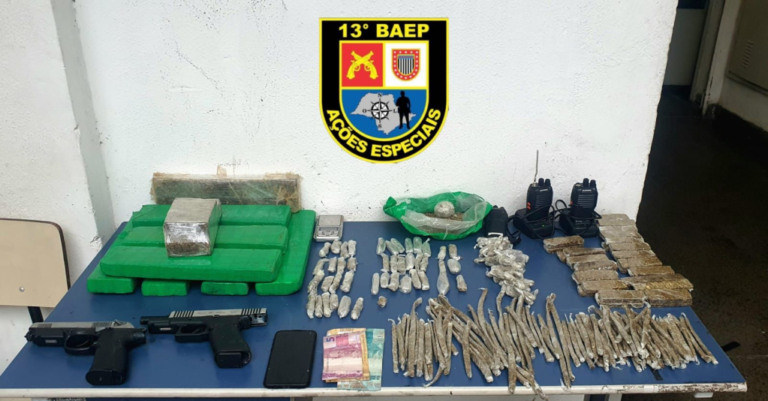 Baep da região manda policiais a Santos e apreende drogas, comunicadores e mais