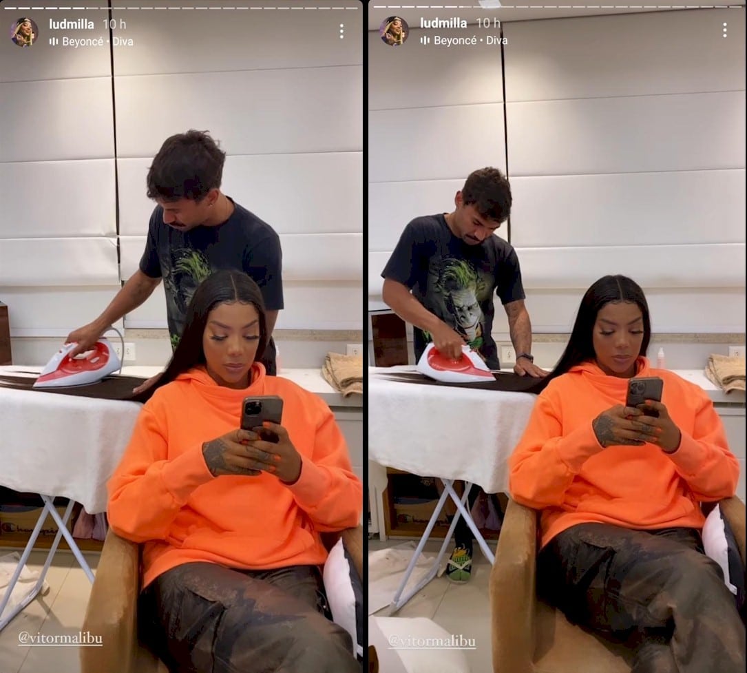 Antes de show, Ludmilla alisa lace gigante com ferro de passar. Veja