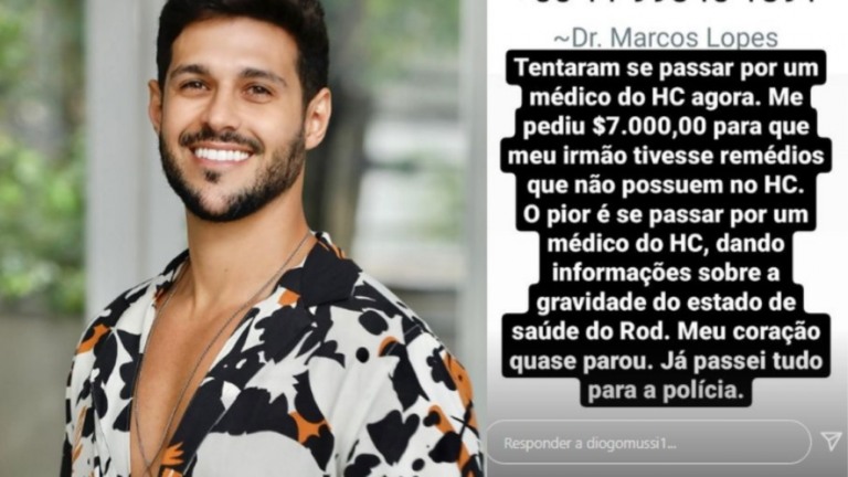 Irmão de Rodrigo Mussi é alvo de golpe: "Coração quase parou"
