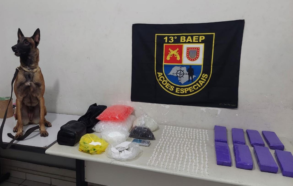 Baep apreende tabletes de maconha, cocaína e prende foragido em Marília