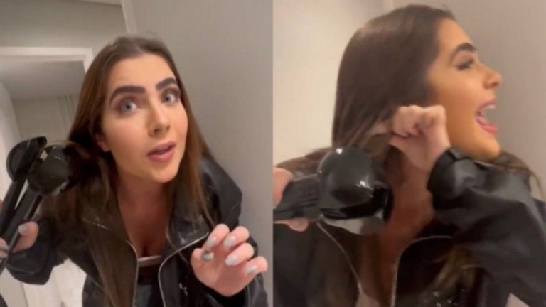 Jade Picon prende cabelo em modelador e se desespera 'Vai queimar'
