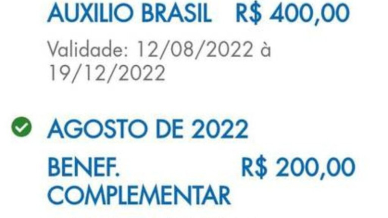 Beneficiário do Auxílio Brasil recebe R$ 200 como 'complementar'