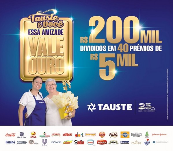 Tauste 25 anos – Supermercado vai dar R$ 200 mil em prêmios