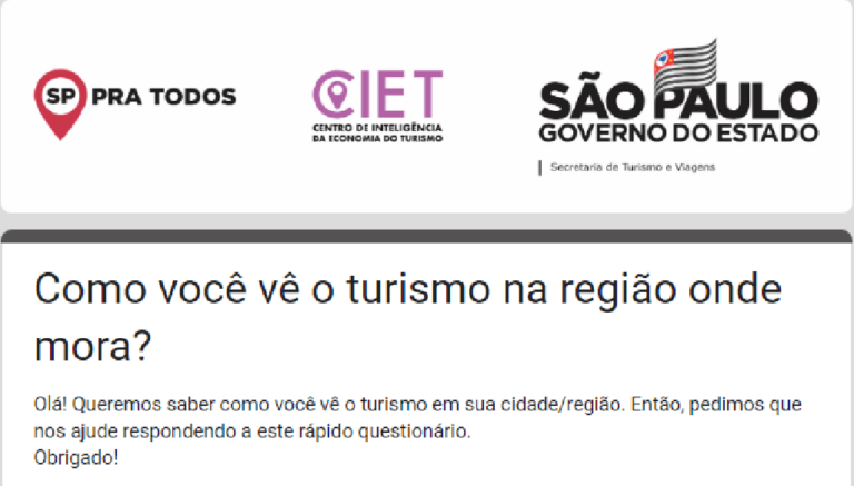 Pesquisa busca percepção de moradores sobre turismo; participe