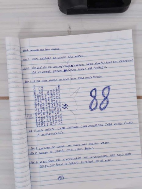 Carta de jovem responsável pelo ataque em Monte Mor