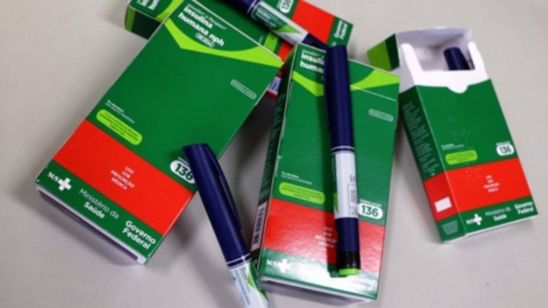 Reprodução/Novo Nordisk Farmacêutica Caixas de insulina distribuída pelo SUS