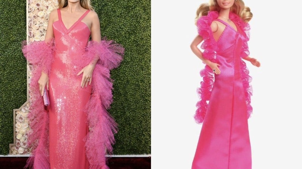 Reprodução/Twitter Margot Robbie homenageia Barbie dos anos 70