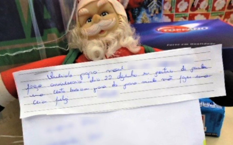 Carta pede alimentos a Papai Noel, chega a presídio e equipes atendem