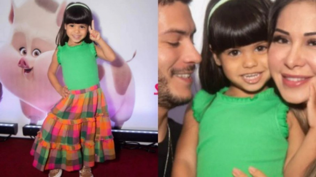 Filha de Arthur Aguiar e Maíra Cardi rouba a cena em evento