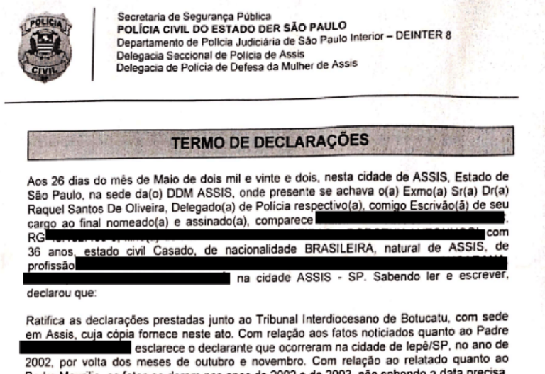 Ex-seminarista vai à polícia por ‘segurança’ após denunciar padres por abuso em Assis