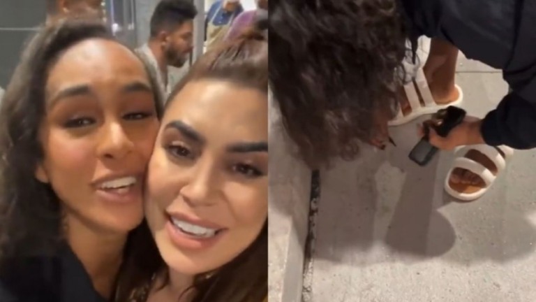 Em rolê com Naiara pós-final do 'BBB 22', Lina cata moedinhas do chão