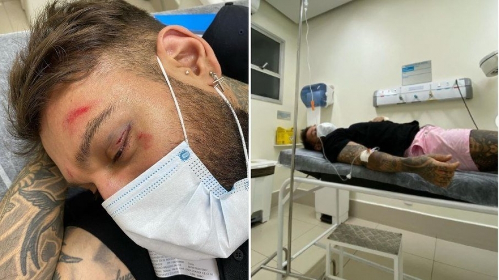 Lucas Lucco aparece em hospital todo machucado e revela motivo Lucas Lucco aparece em hospital todo machucado e revela motivo