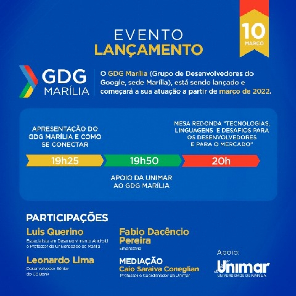 Unimar será sede para Grupo de Desenvolvedores do Google; lança nesta quinta