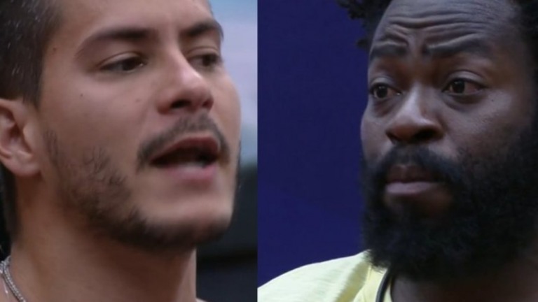 'BBB': Arthur Aguiar discute com Douglas após voltar do paredão falso