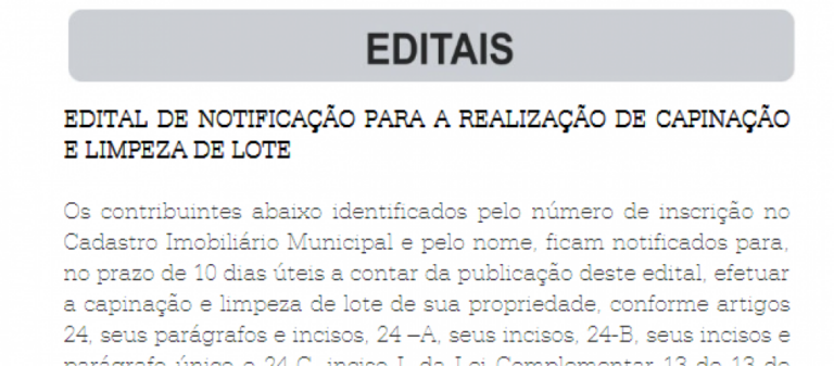 Edital notifica 200 casos de mato em lotes Marília; donos não encontrados