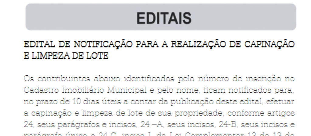 Edital notifica 200 casos de mato em lotes MarÃlia; donos não encontrados Edital notifica 200 casos de mato em lotes MarÃlia; donos não encontrados