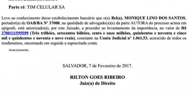 Rica por um dia – Cartório erra e manda pagar R$ 3,7 trilhões a advogada