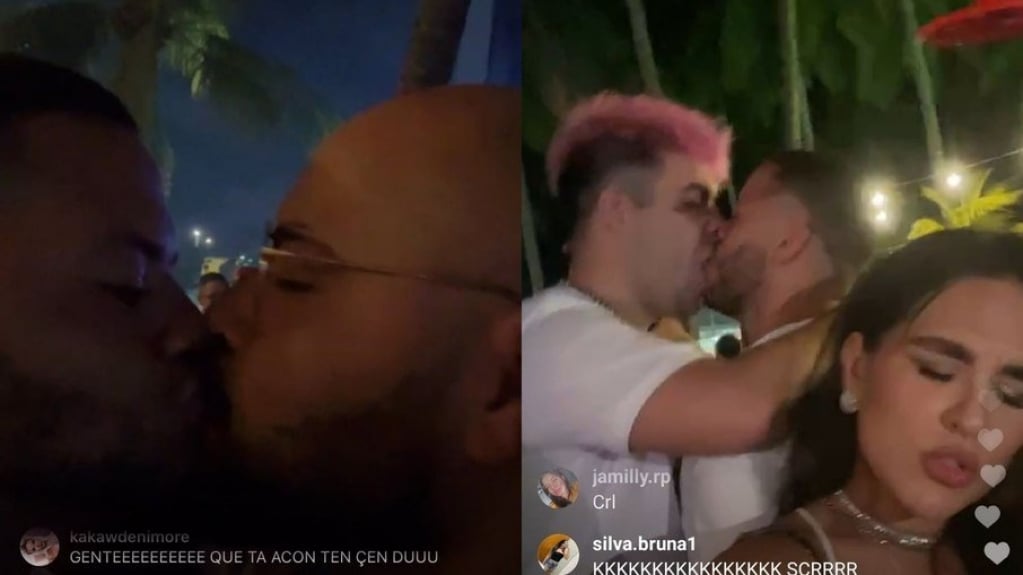 Influenciador dá selinho em Tiago Abravanel e beijo triplo na Farofa da Gkay Influenciador dá selinho em Tiago Abravanel e beijo triplo na Farofa da Gkay