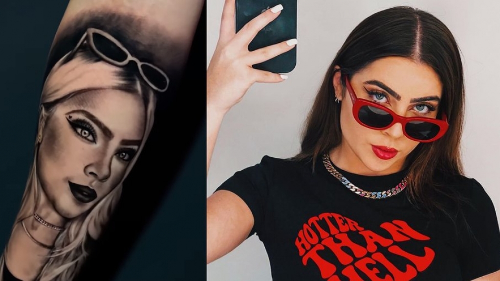 Jade Picon reage à tatuagem de seu rosto feita por fã Jade Picon reage à tatuagem de seu rosto feita por fã