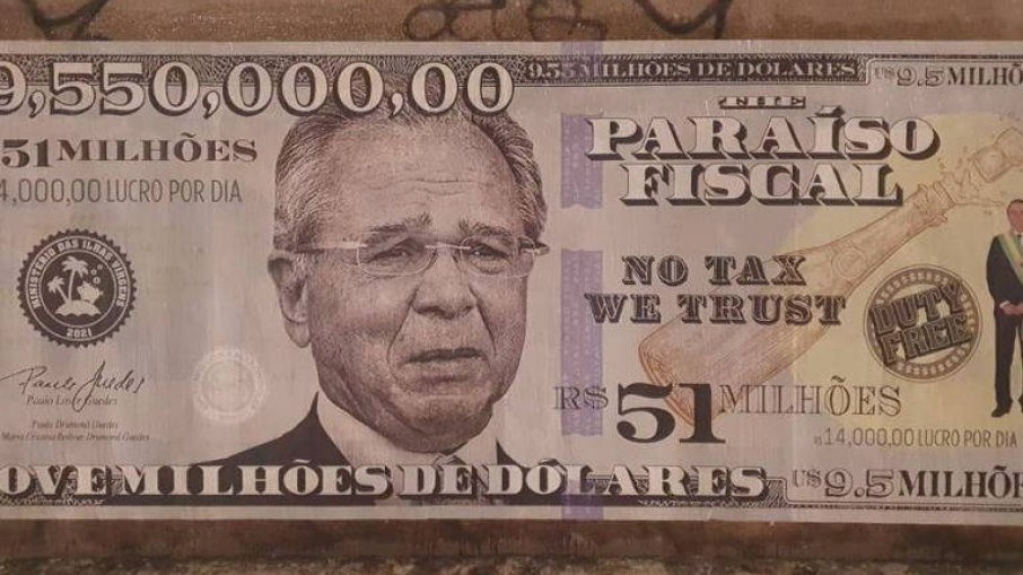 Paulo Guedes é representado em nota de US$ 9,5 milhões na Faria Lima