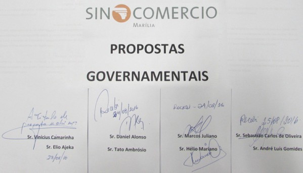 Comércio entrega propostas a candidatos de Marília; veja os pedidos