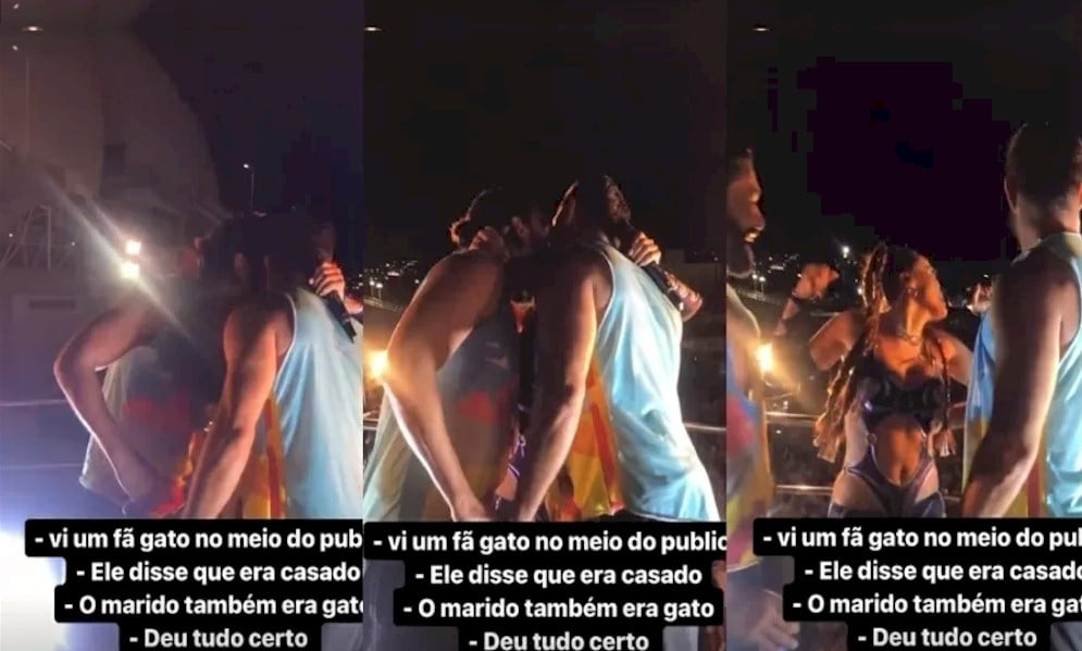 Anitta dá beijo triplo em trio elétrico em Natal 
