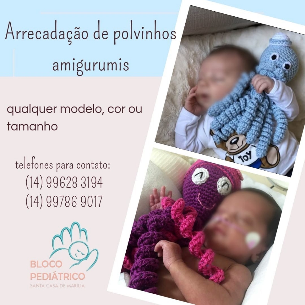 Pediatria da Santa Casa faz campanha de arrecadação de “polvinho” de crochê Pediatria da Santa Casa faz campanha de arrecadação de “polvinho” de crochê