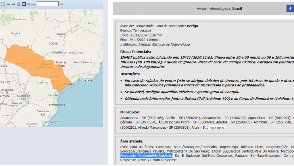 Inmet e Defesa Civil divulgam alertas de tempestades e incluem região; assista Inmet e Defesa Civil divulgam alertas de tempestades e incluem região; assista