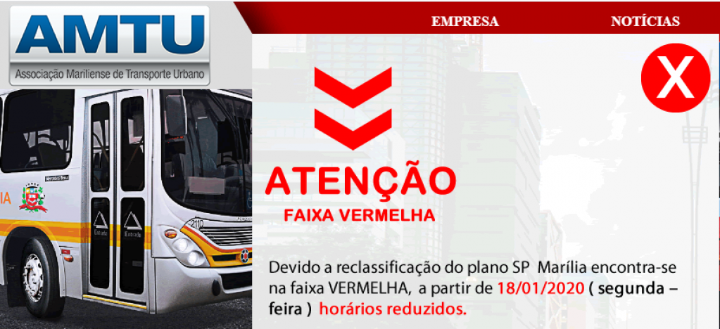 Ônibus terão horários reduzidos para fase vermelha da quarentena em MarÃlia Ônibus terão horários reduzidos para fase vermelha da quarentena em MarÃlia