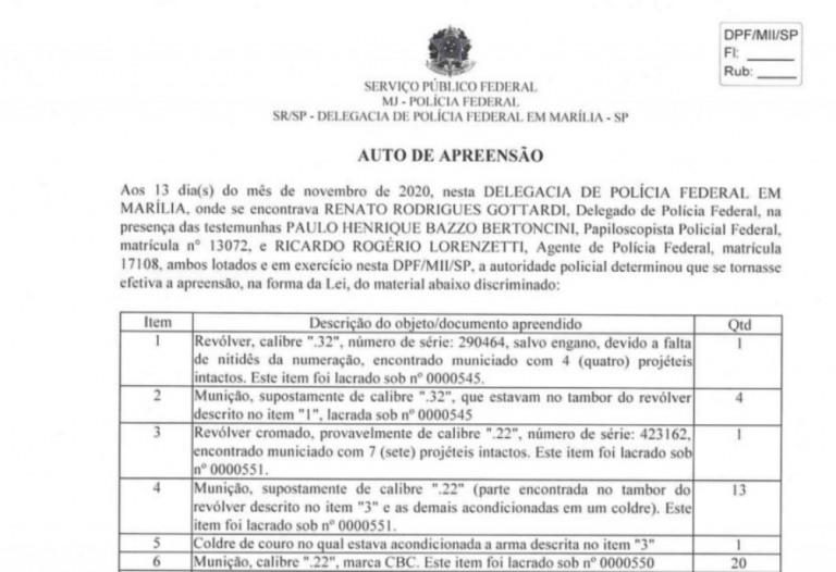 Busca da Polícia Federal por panfletos apreendeu armas em Marília
