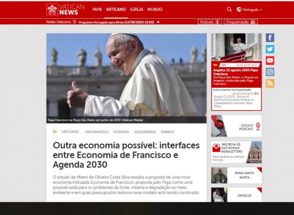 Portal oficial do Vaticano publica artigo de mestranda em Direito da Unimar