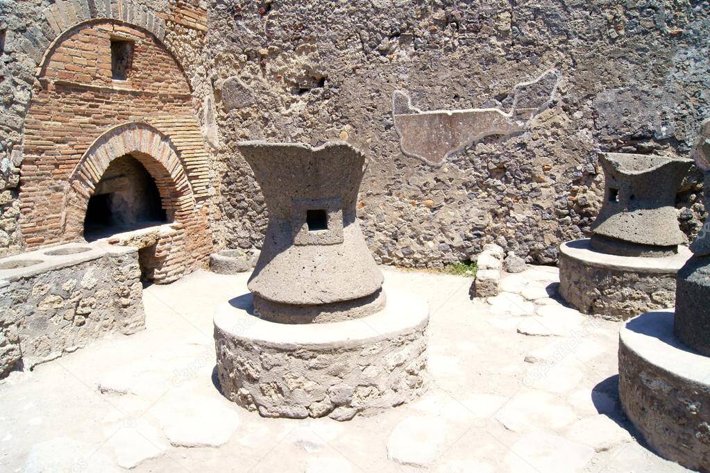 Forno de uma padaria em Pompeia. Foto: Pinterest