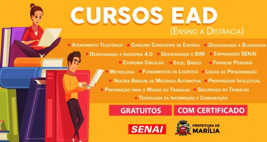 Senai e prefeitura abrem inscrições para 17 cursos profissionais online gratuitos