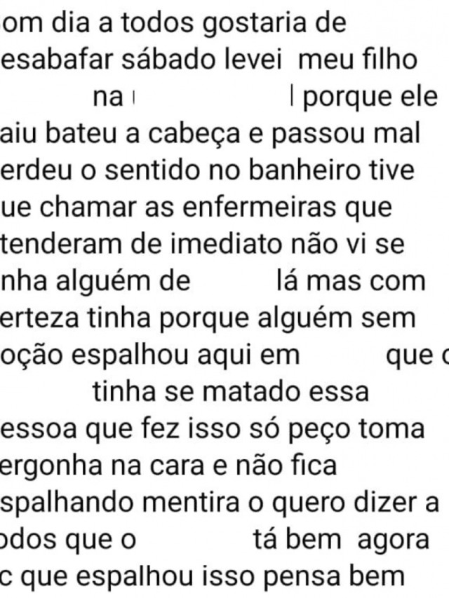 Postagem da mãe em rede de mensagens denuncia boatos sobre suicídio em Marília – Reprodução