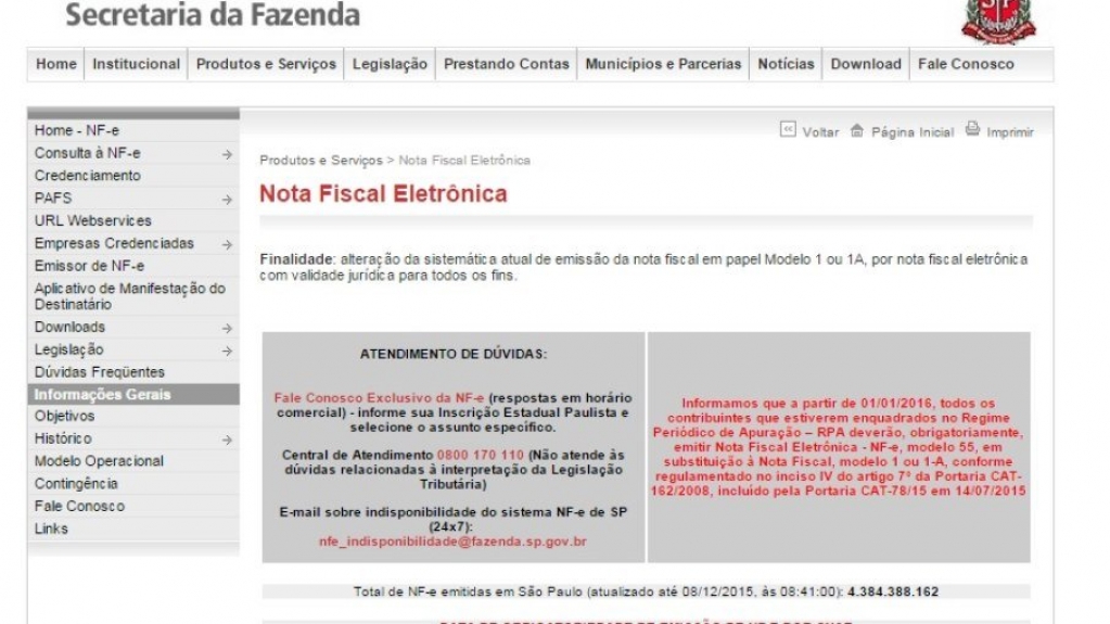 SP: Sistema da Nota Fiscal Eletrônica volta ao normal nesta sexta-feira