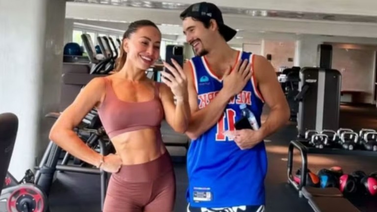 Sabrina Sato e Nicolas Prattes ostentam shape em dia na academia: ‘Pra suar’